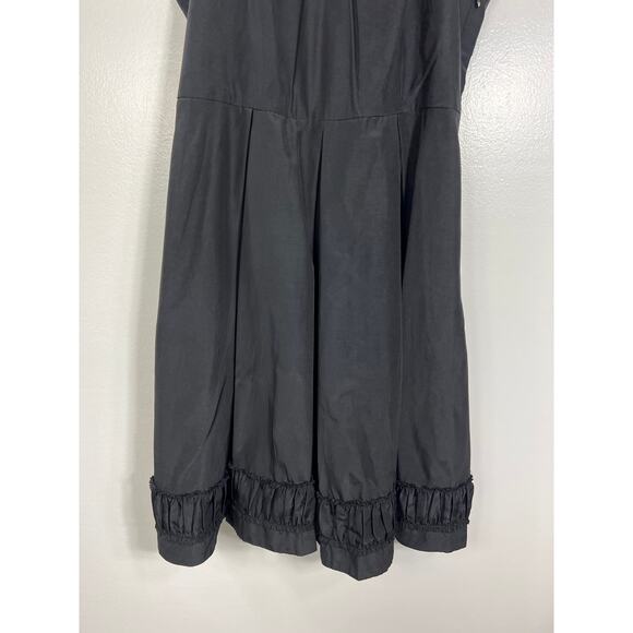 Quillaree Anthropologie Pleated Ruffle Black Dress 100% Silk Cocktail Womens 6 - Picture 4 of 14